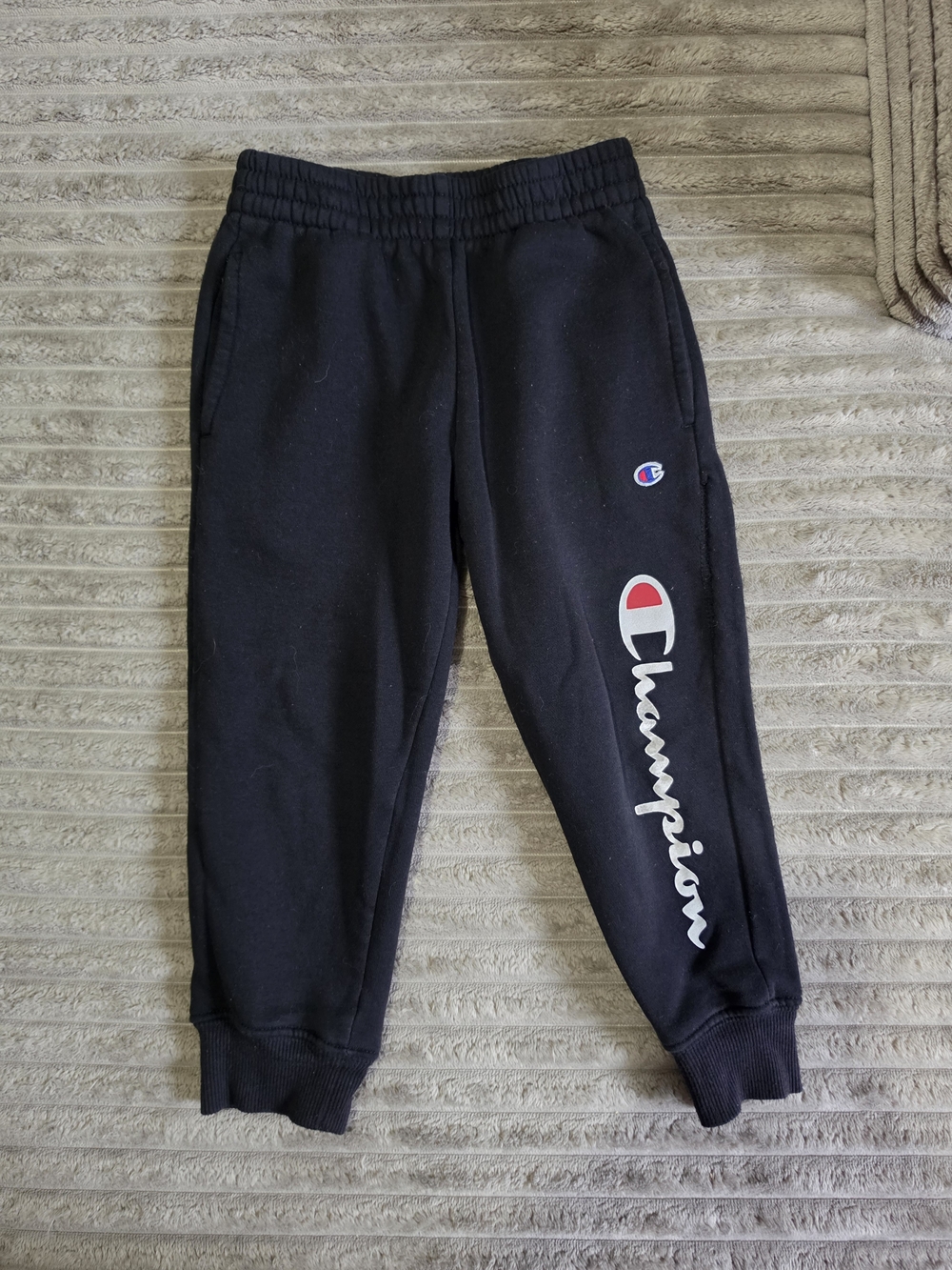 Champion Kids Black Joggers with White & Red Logo - KD24